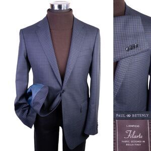 Paul Betenly Sport Coat Jacket Blazer Sz 40R Micro Check LANIFFICIO Wool 2-Buttn